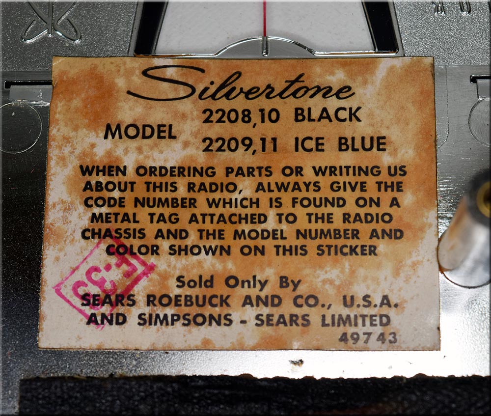 Silvertone Model:2209.11 ICE BLUE