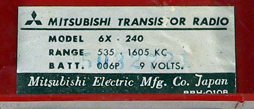 MITSUBISHI MODEL 6X-240 MW RADIO
