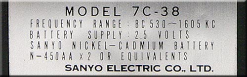 SANYO MODEL 7C-38 AM RADIO