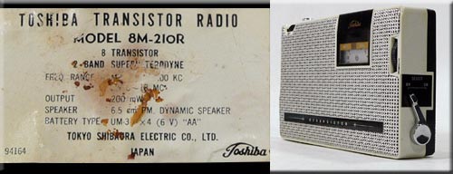 TOSHIBA MODEL 8M-210R MW/SW 2BAND RADIO