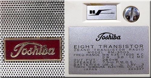 Toshiba MODEL 8M-350S WM/SW 2BAND RADIO
