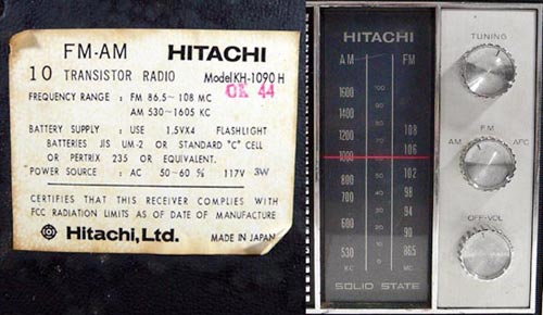 HITACHI MODEL KH-1090H AM/FM 2BAND RADIO