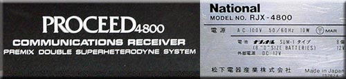 NATIONAL PANASONIC MODEL No.RJX-4800 10BAND RADIO