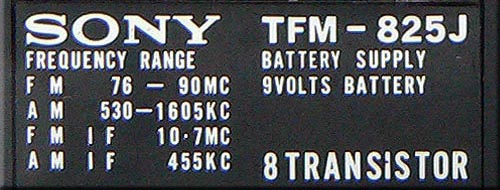 SONY MODEL TFM-825J FM/AM 2BAND RADIO