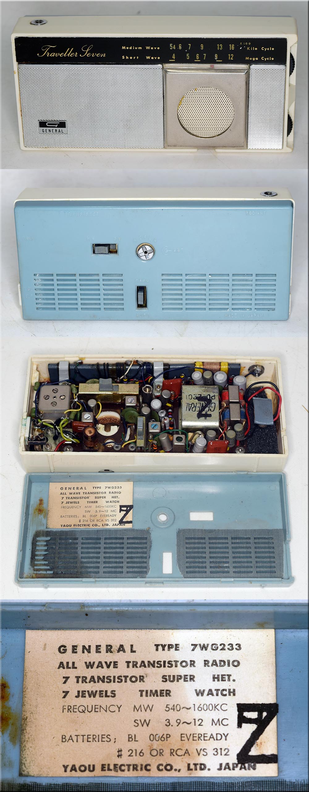 GENERAL Transistor Radio MODEL 7WG 233 MW/SW 2BAND