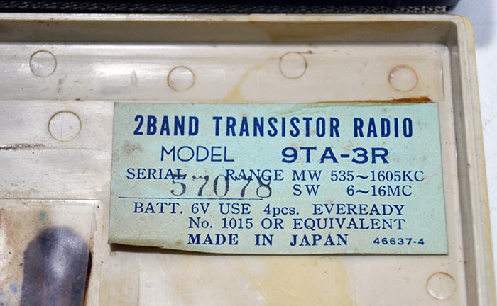 NIVICO MODEL 9TA-3R MW/SW 2BAND RADIO