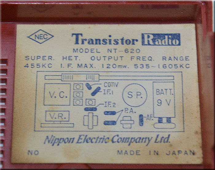 NEC MODEL NT-620 MW RADIO