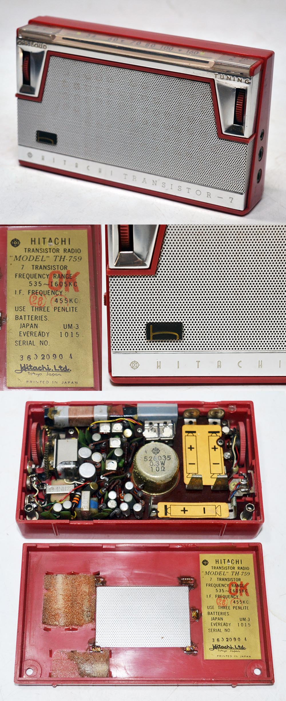 HITACHI MODEL TH-759 BC RADIO