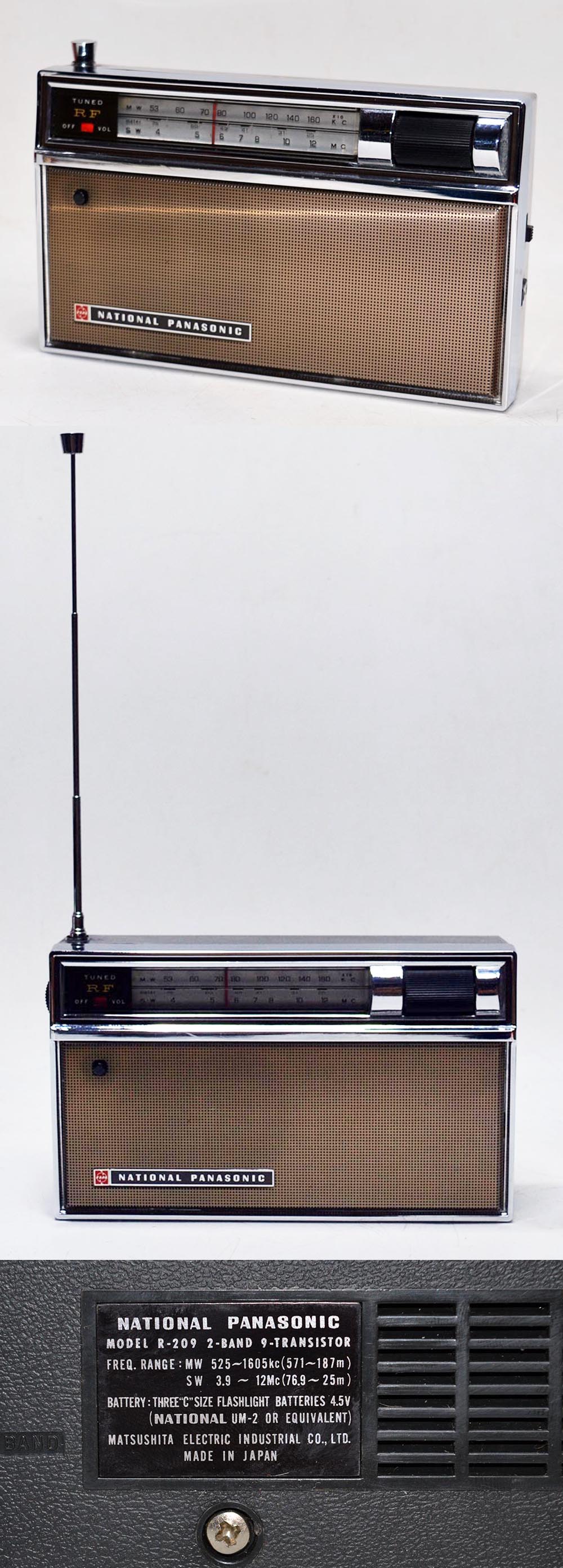 NATIONAL PANASONIC MODEL R-209 MW/SW 2BAND RADIO