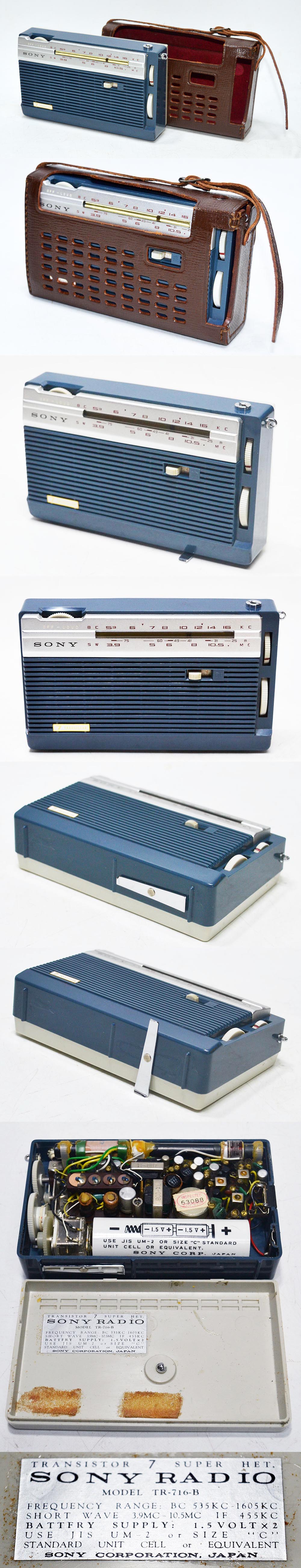 SONY MODEL TR-716-B�i�u���[�j 7TRANSISTOR BC/SW 2BAND RADIO