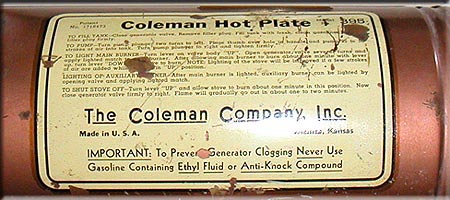 Coleman MODEL No.395 (Coleman Hot Plate)